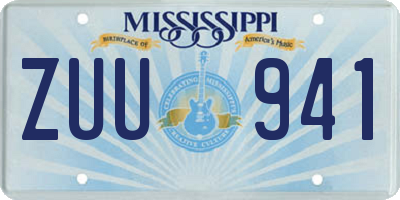 MS license plate ZUU941