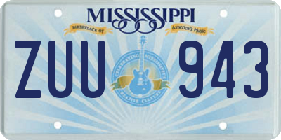 MS license plate ZUU943