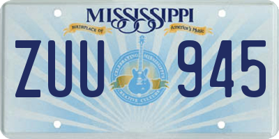 MS license plate ZUU945