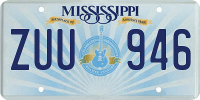 MS license plate ZUU946