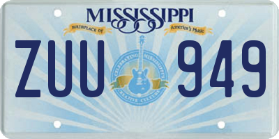 MS license plate ZUU949