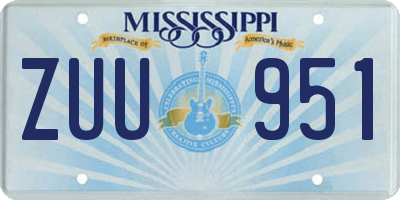 MS license plate ZUU951