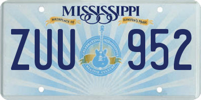 MS license plate ZUU952