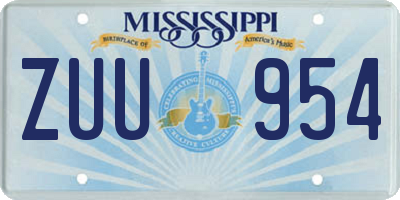 MS license plate ZUU954