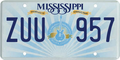 MS license plate ZUU957