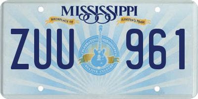MS license plate ZUU961