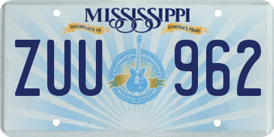 MS license plate ZUU962