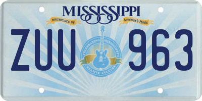 MS license plate ZUU963