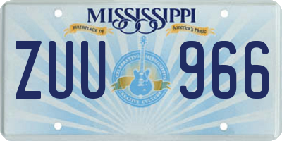 MS license plate ZUU966