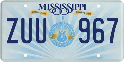 MS license plate ZUU967