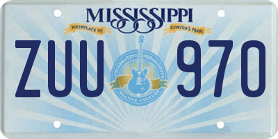 MS license plate ZUU970