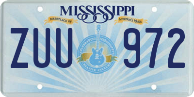 MS license plate ZUU972