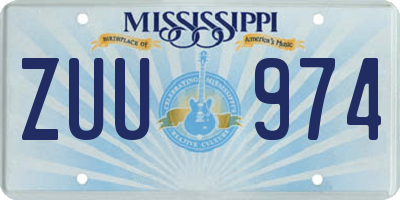 MS license plate ZUU974