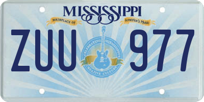 MS license plate ZUU977