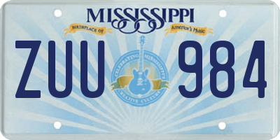 MS license plate ZUU984