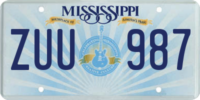 MS license plate ZUU987