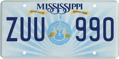 MS license plate ZUU990