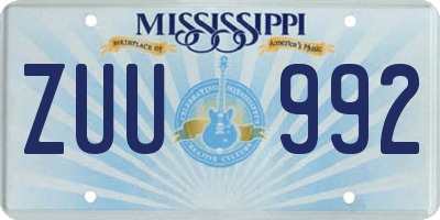 MS license plate ZUU992