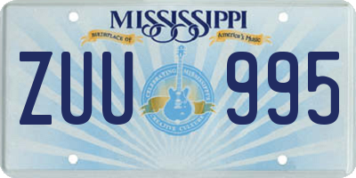 MS license plate ZUU995