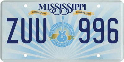 MS license plate ZUU996