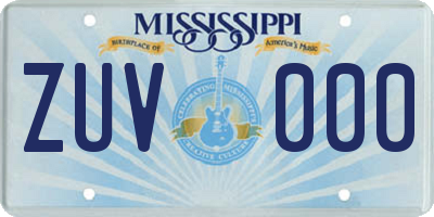 MS license plate ZUV000