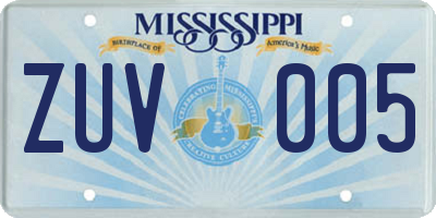 MS license plate ZUV005