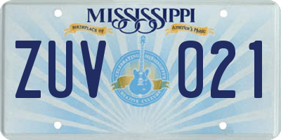 MS license plate ZUV021