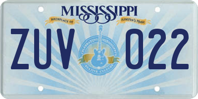 MS license plate ZUV022