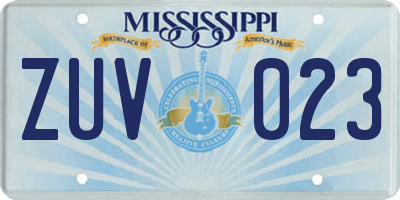 MS license plate ZUV023