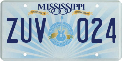 MS license plate ZUV024