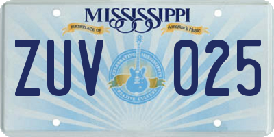 MS license plate ZUV025
