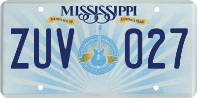 MS license plate ZUV027