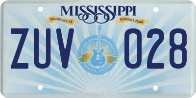 MS license plate ZUV028