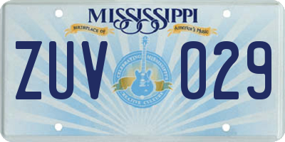 MS license plate ZUV029