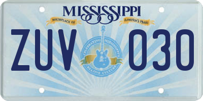 MS license plate ZUV030