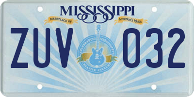 MS license plate ZUV032