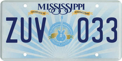 MS license plate ZUV033