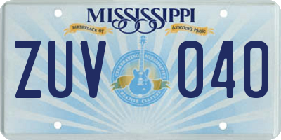 MS license plate ZUV040