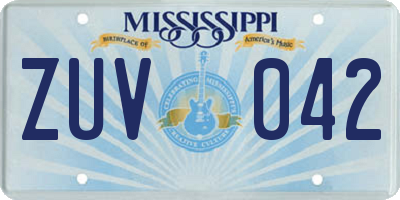 MS license plate ZUV042