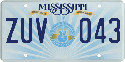 MS license plate ZUV043