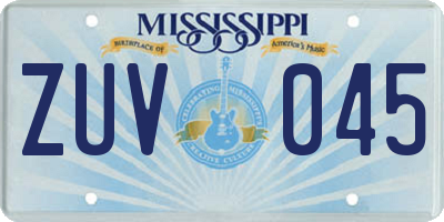 MS license plate ZUV045