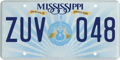 MS license plate ZUV048