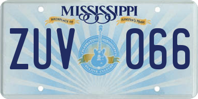 MS license plate ZUV066