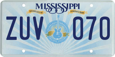 MS license plate ZUV070