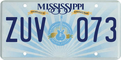MS license plate ZUV073