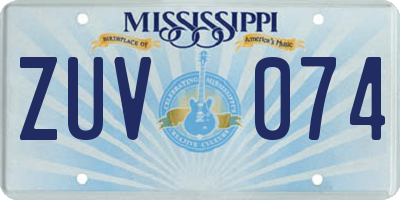 MS license plate ZUV074