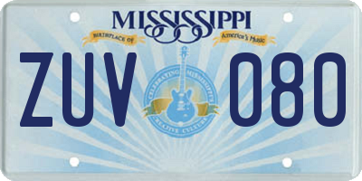 MS license plate ZUV080
