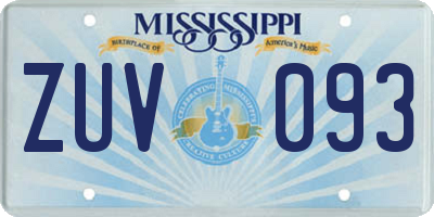 MS license plate ZUV093