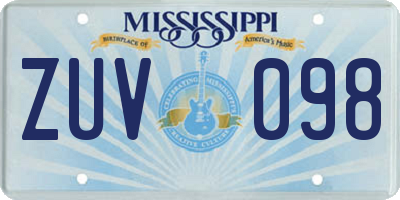 MS license plate ZUV098
