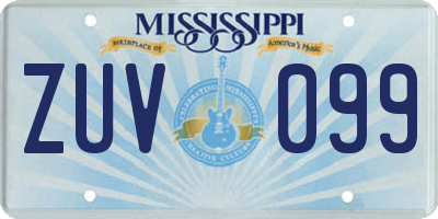 MS license plate ZUV099